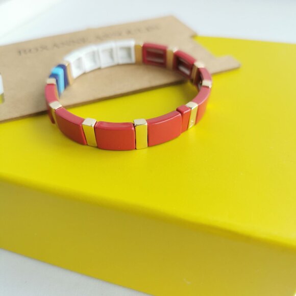 Roxanne Assoulin Just Say Love Gold Red Enamel Stretch Bracelet fashion - Picture 4 of 4